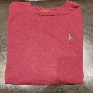 Ralph Lauren Maroon Long Sleeve T-Shirt with Green Logo